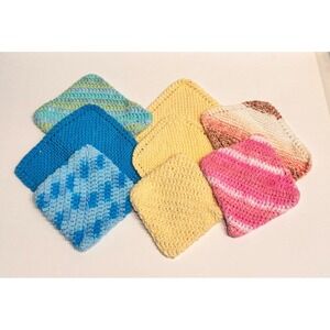 Handmade CROCHET Cotton Dish Cloths Trivets Pot Holders (8) Sustainable Colorful